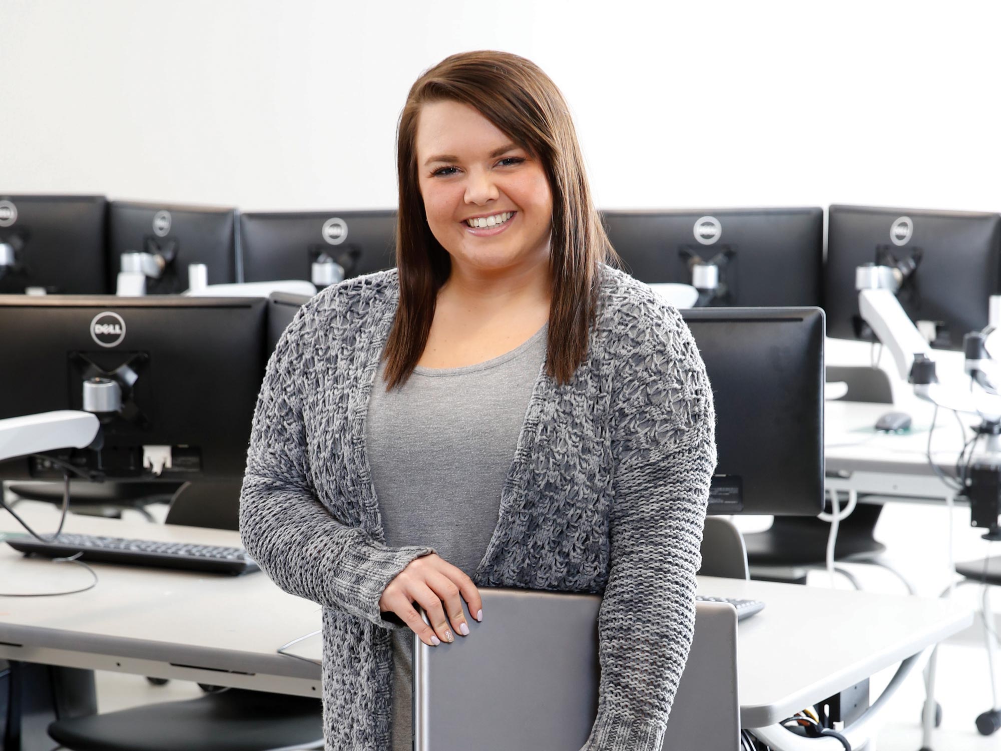 Woman in computer lab